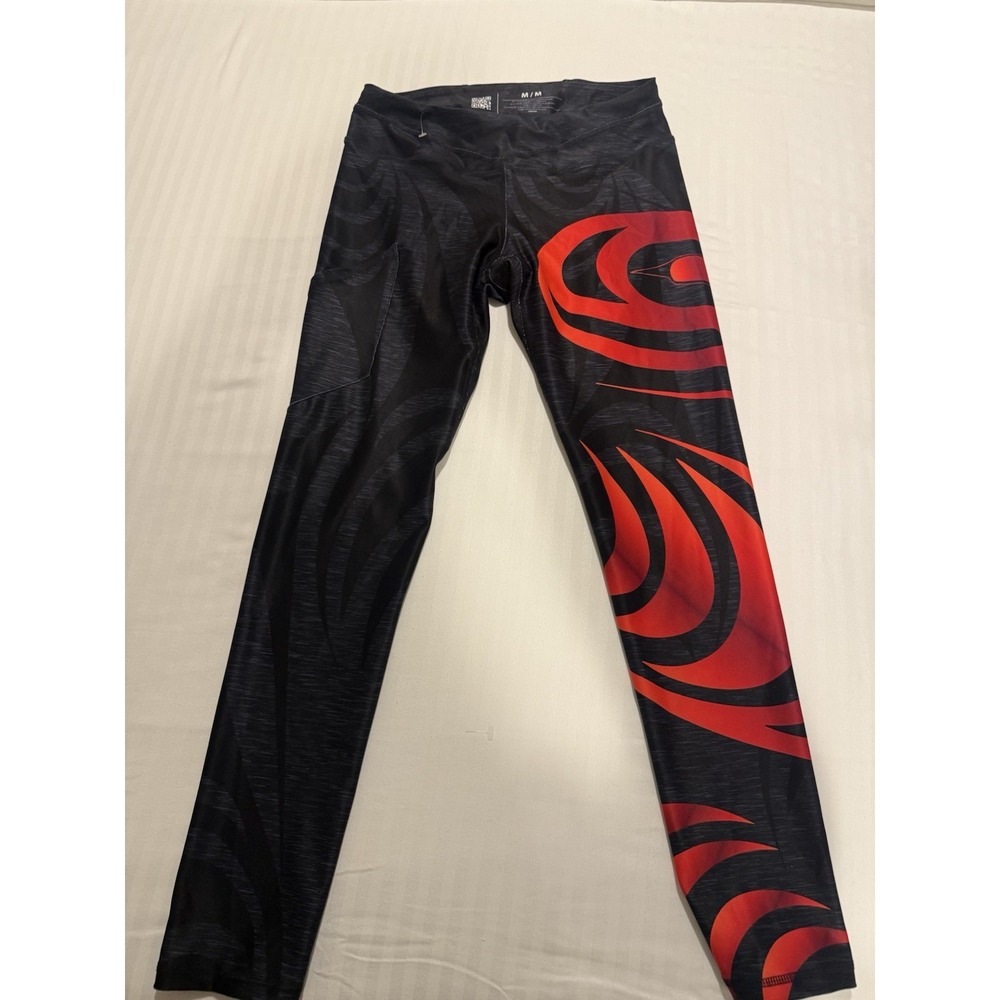 NoMiNou Women Multicolor Graphic Print Yoga Leggings Size M Athletic Fit